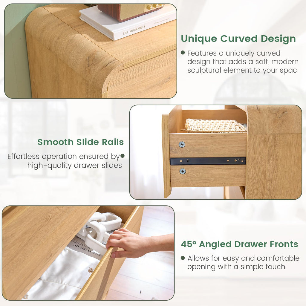 Natural with 8 Drawers, FarmhouseDresser, Rustic Drawers, Storage Closet, Chest of Drawers Handleless Design, Living
