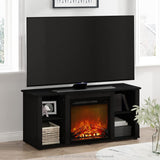 Entertainment Center Fireplace TV Stand for TVs up to 55 Inches, Electric Fireplace Media Console with Adjustable Shelves, Americano Finish