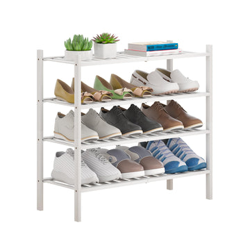 Bamboo Shoe Rack Stackable Shoe Shelf Storage Organizer for Unit Entryway Hallway and Closet Sturdy Freestanding Shoe
