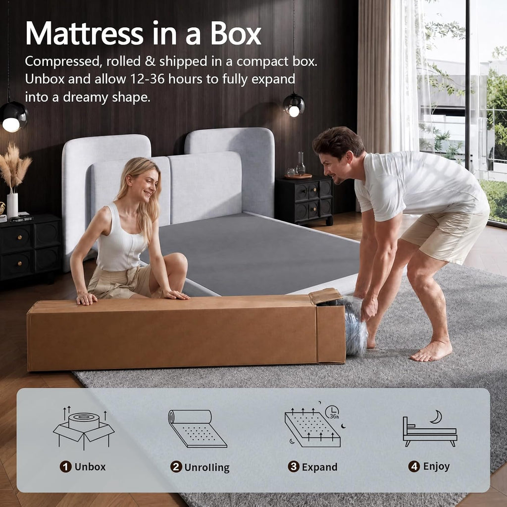 Full Mattress, 12 Inch Full Size Mattress in a Box, with Pocket Springs & Cooling Memory Foam, Hybrid Firm