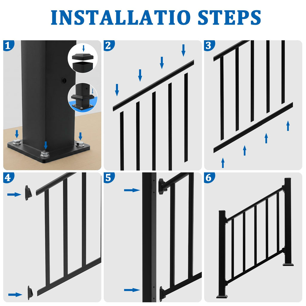 Modular Stair Railing Kit, 36 in x 3 ft, 2 Post, 1 Panel