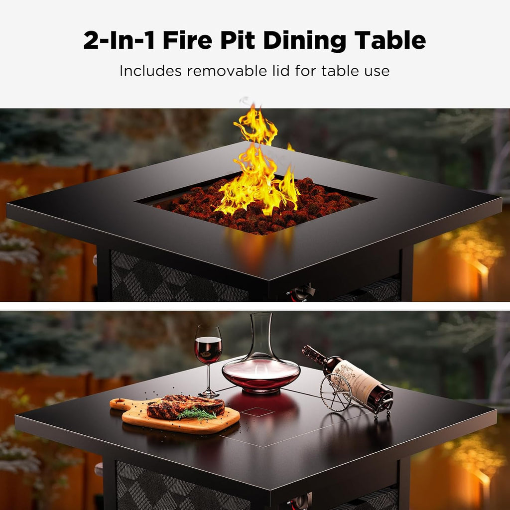Propane Fire Pit Table, 32Inch Gas Outdoor Fire Pit Table CSA-Certified for Outside Patio with Lava Rocks