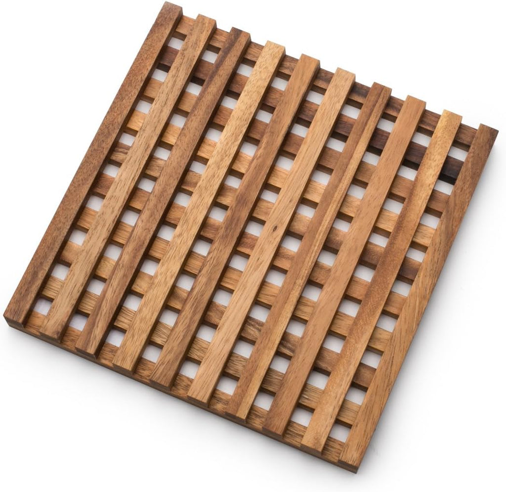 Venetian Trivet, 10 x 10 x 1 inches, Acacia Wood