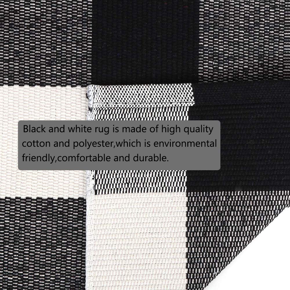 Buffalo Plaid Outdoor Rug 35.4'' x 59'' Black and White Front Door Mat Front Porch Rug Layered Welcome Door Mat for