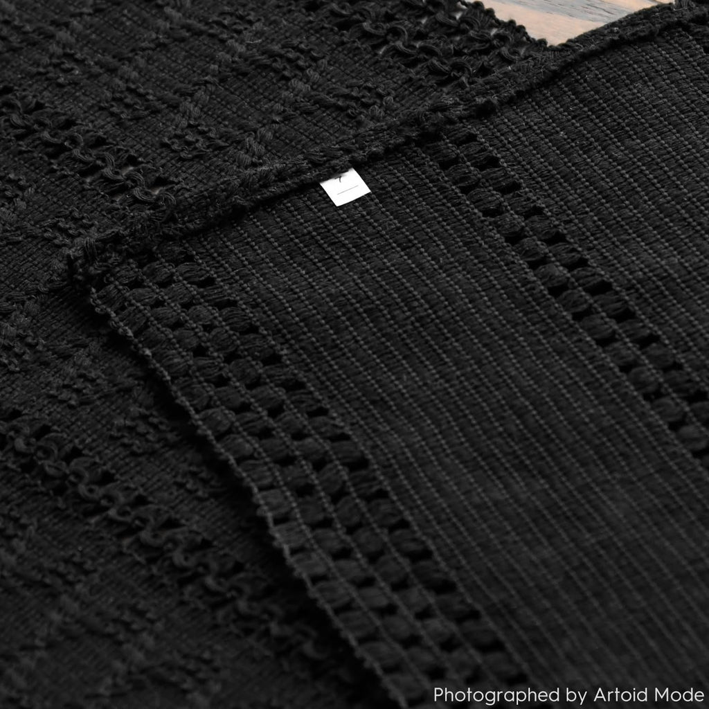 Black Woven Farmhouse Hollow Table Runner 12x120 Inch