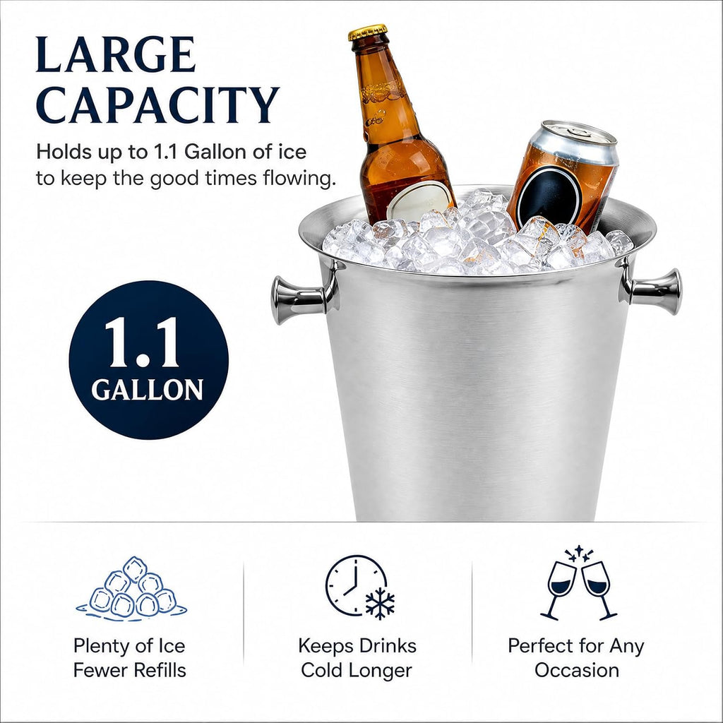 Champagne Bucket with Stand, Stainless Steel Standing Champagne Ice Bucket, Party Wine Chiller, Bucket Free Standing
