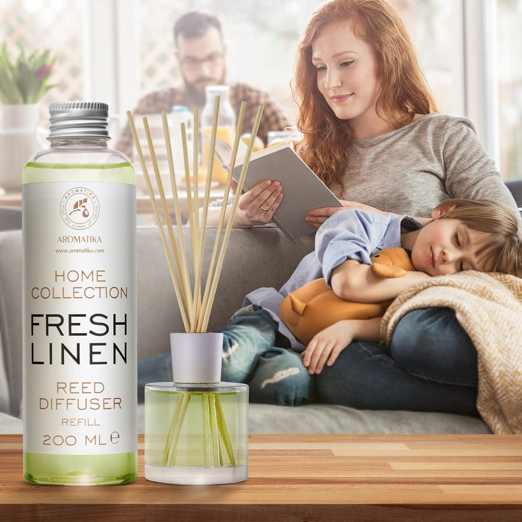 Reed Diffuser Refill Fresh Linen 6.8 Fl Oz (200ml) - Room Diffuser Refill - Home Fragrance - Scented Diffuser - Fresh