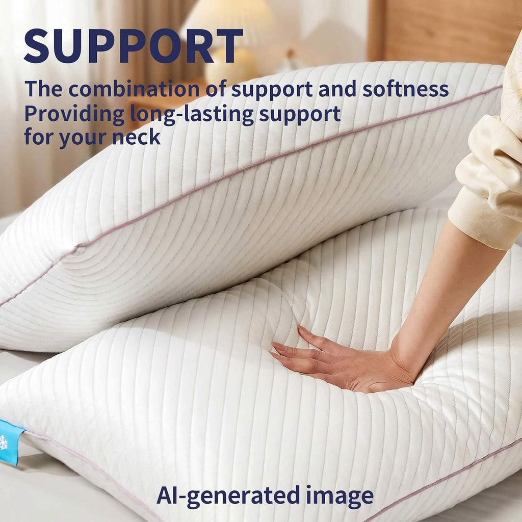 King Size Bed Pillows 2 Pack | Shredded Memory Foam Cooling Pillows for Side,Back & Stomach Sleepers