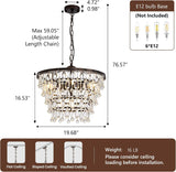 Vintage Crystal Chandeliers for Dining Room Light Fixture, 6-Light 5-Tier Antique Bronze Chandelier for Kitchen Island Bar Living Room Foyer Entryway, D20 xH17 A108-B0DZWTHB9C
