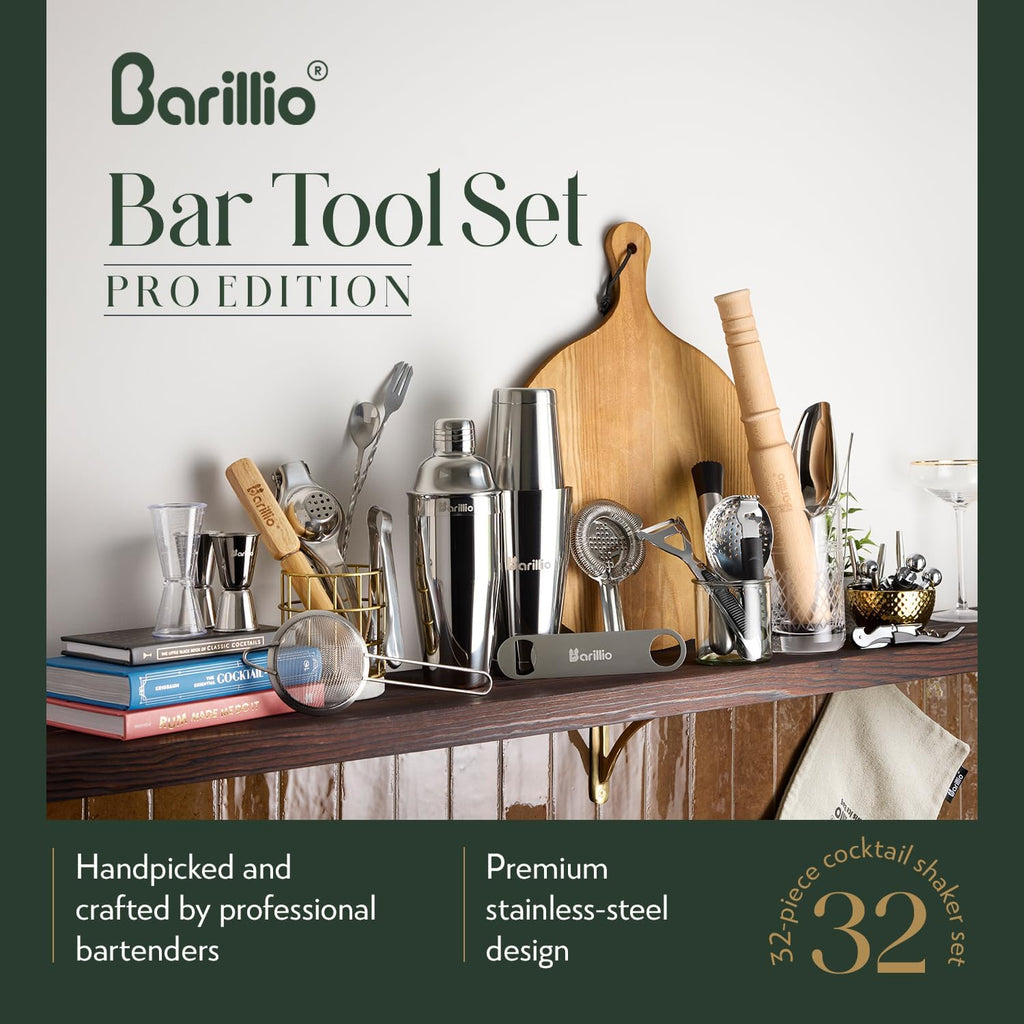 Bar Tool Set Pro Edition - Stainless-Steel Cocktail Shaker Set - Mixology Bartender Kit w/Boston Shaker, Drink Mixer - Set of 33