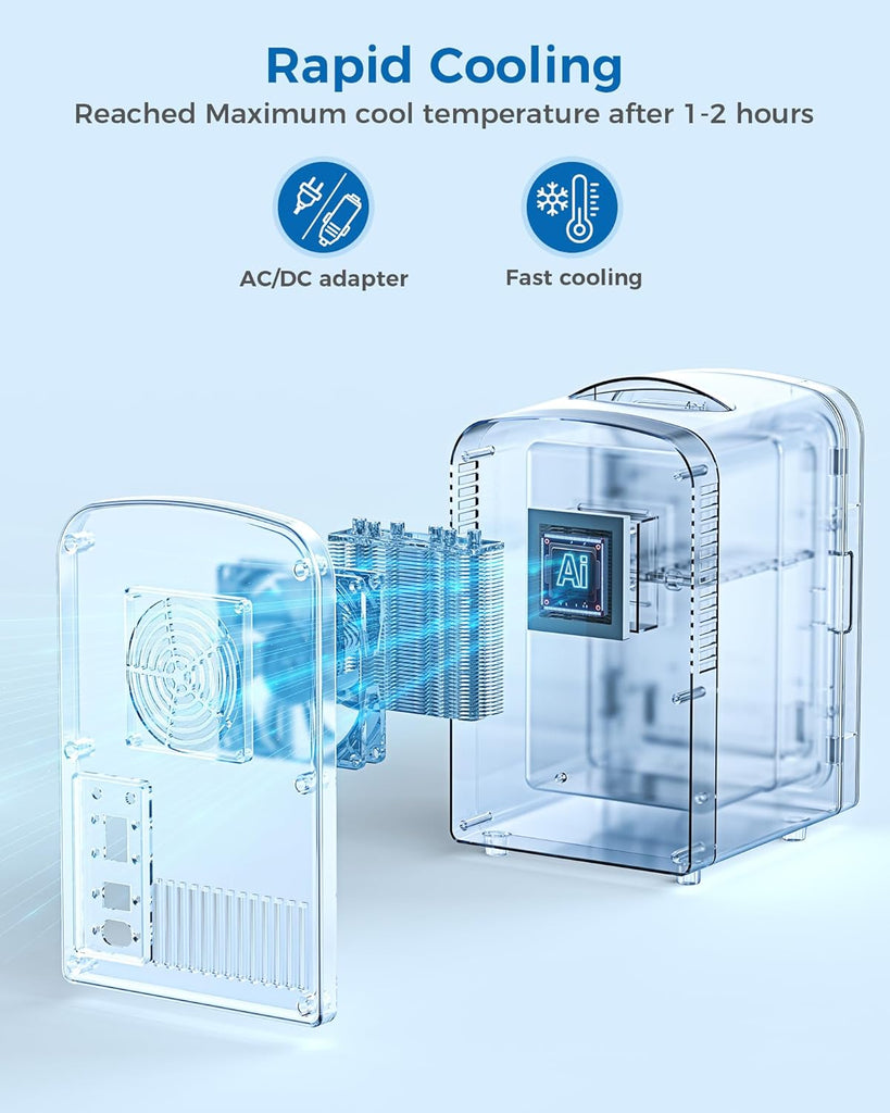 4L/6 Cans Mini Fridge, Portable Compact Refrigerator, Small Skin Care Fridge, Food and Drinks, Small Cooler for