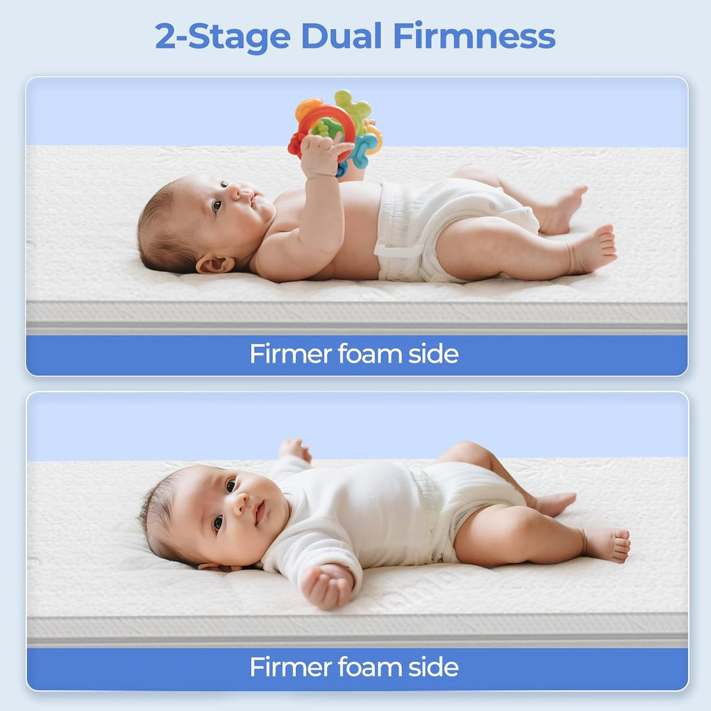 47x23.6 Bedside Crib Mattress: 2" Thick Dual Sided Gel Memory Foam Bassinet Mattress Fit for ADOVEL/BabyBond/ELEMARA