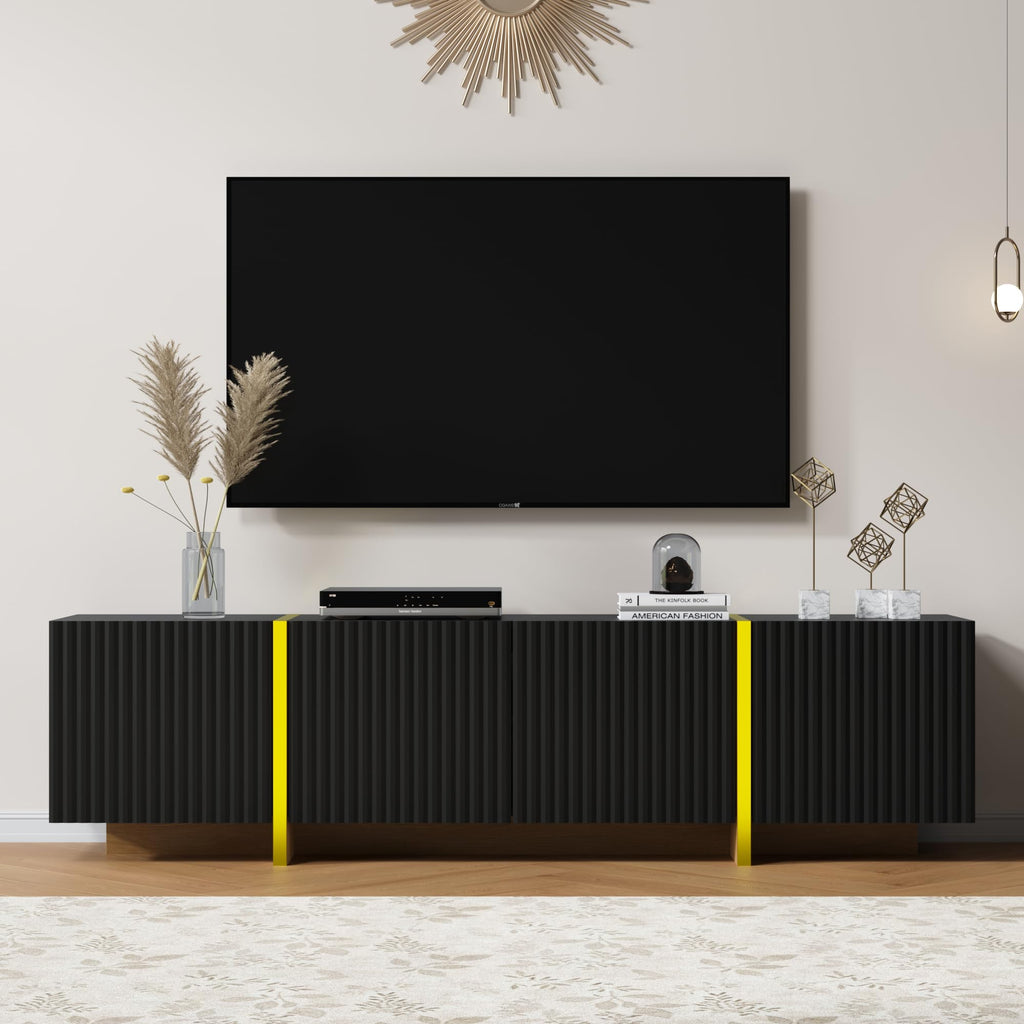 Luxury Fluted TV Stand for 65/70/75 Inch TV, Black