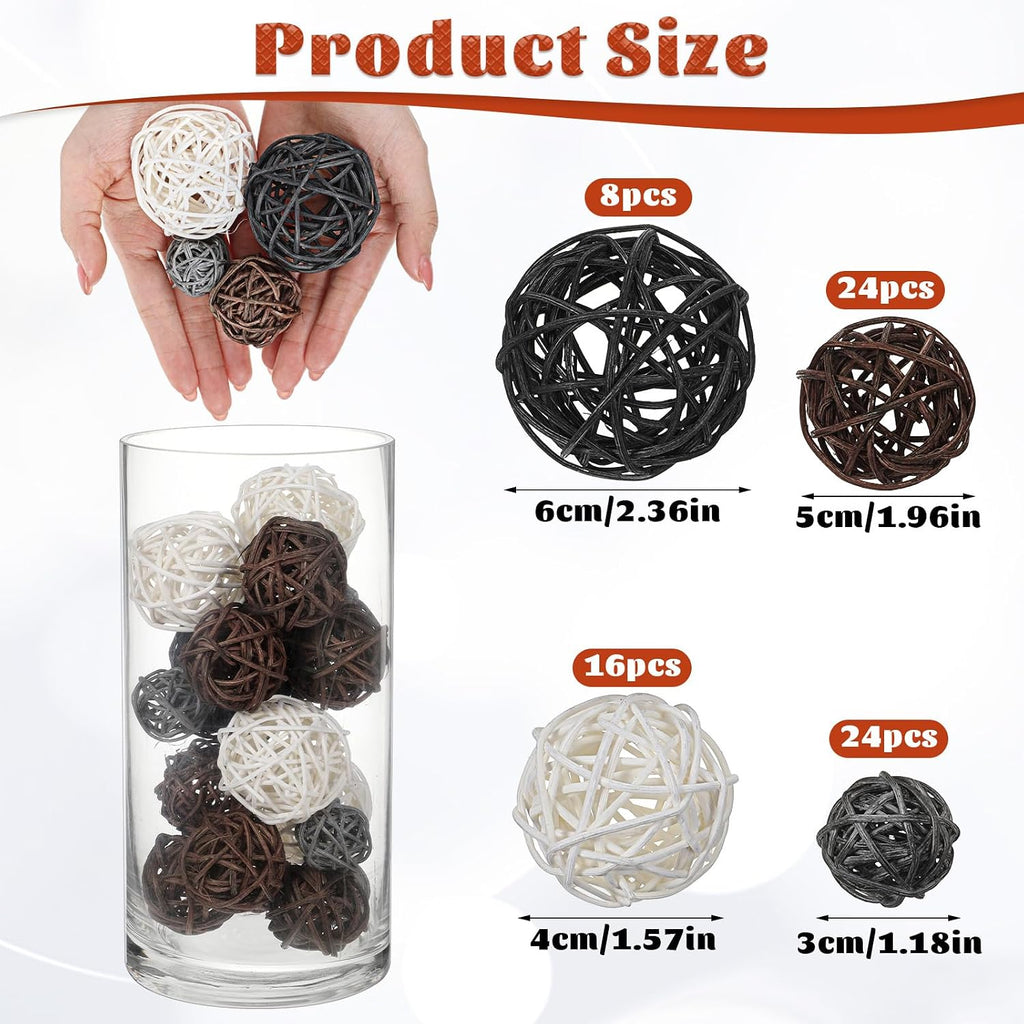 Decorative Balls for Bowls Centerpiece, Natural Decorative Wicker Rattan Balls Wicker Rattan-Balls Centerpiece - Set of 72