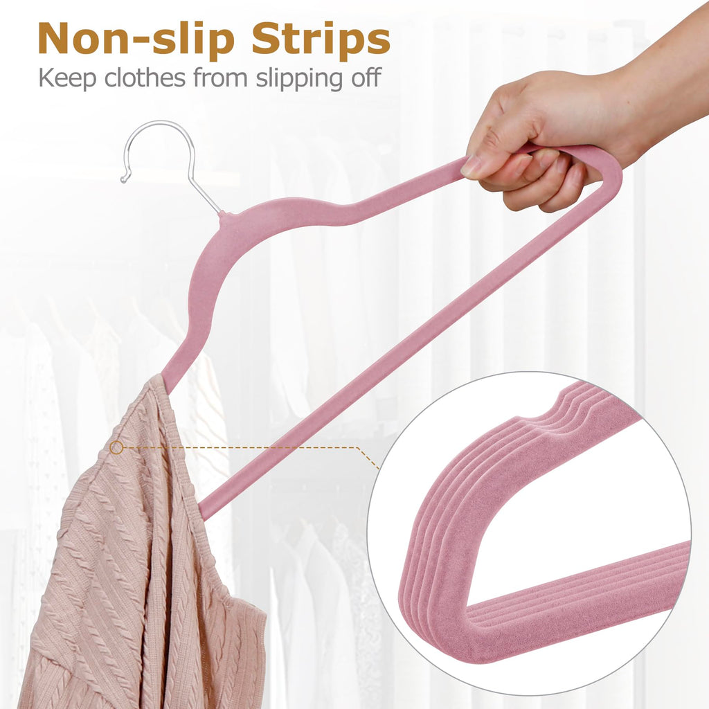 Velvet Hangers 100 Pack, Premium Clothes Hanger Slim Non-Slip Notched for Suit Coat Pants Dress, 360 Degree Swivel