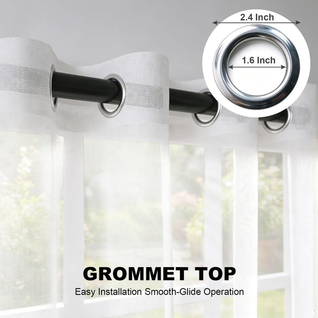 Waterproof Indoor Outdoor Sheer Curtains Patio Pergola Porch,White | Durable darkening outdoor curtains with grommet