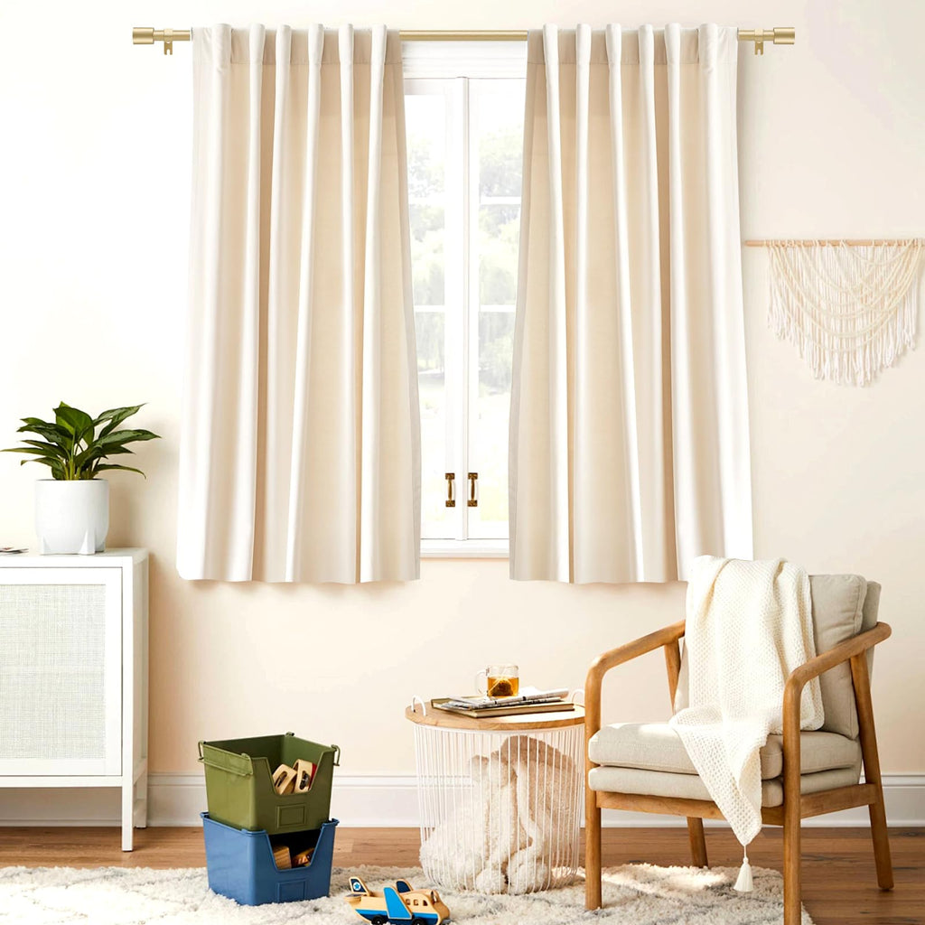 Gold Curtain Rods for Windows 48-84 Inch, Adjustable 5/8 In Curtain Rod Gold