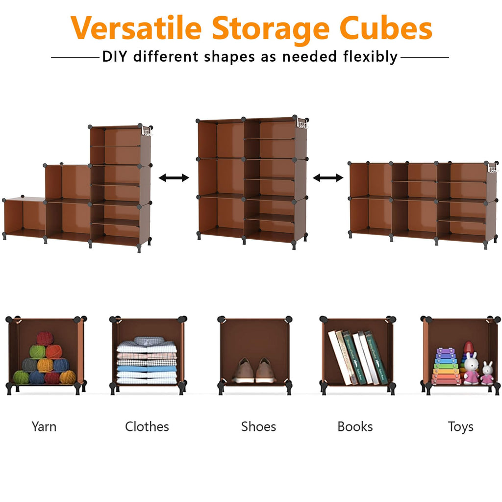 Closet Organizer 6 Cube Storage Shelves, Cocoa Brown