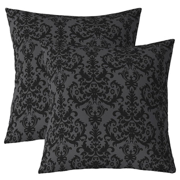 Set of 2 Adults Black Damask Pillow Covers Antique Victorian Baroque Pillow Covers 18x18 Gothic Vintage Floral Throw