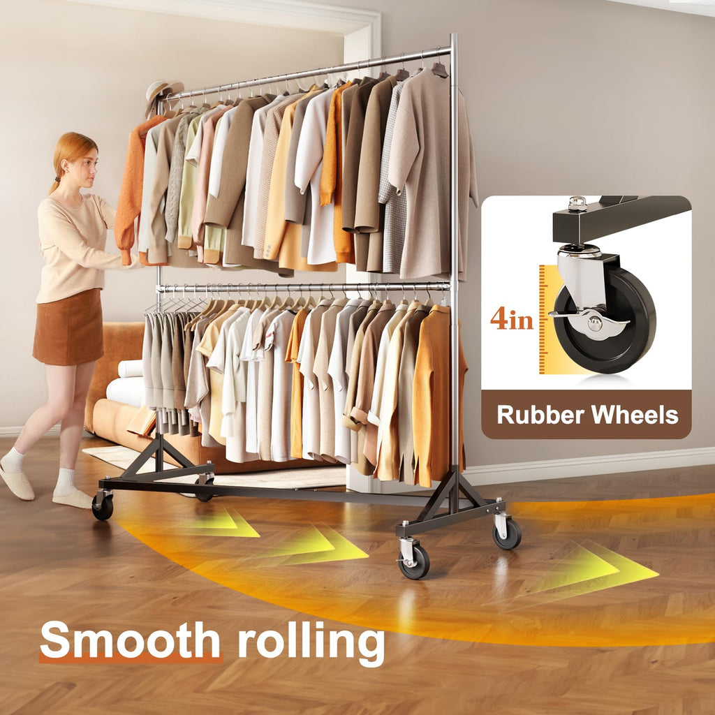 Z Rack, Clothes Rack Hold 550LB 86" H Adjustable Height Double Rod