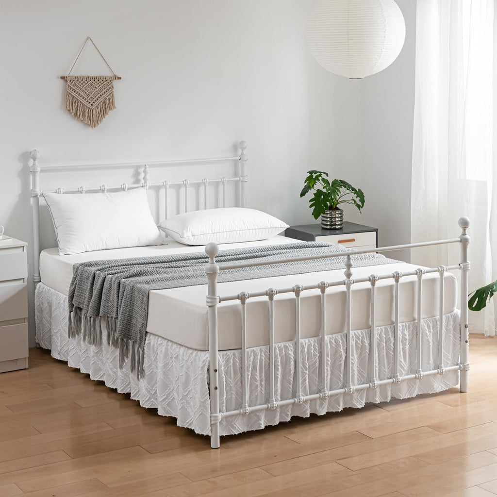 Tufted Bed Skirt King Size - Ruffled Bed Skirts with Split Corners