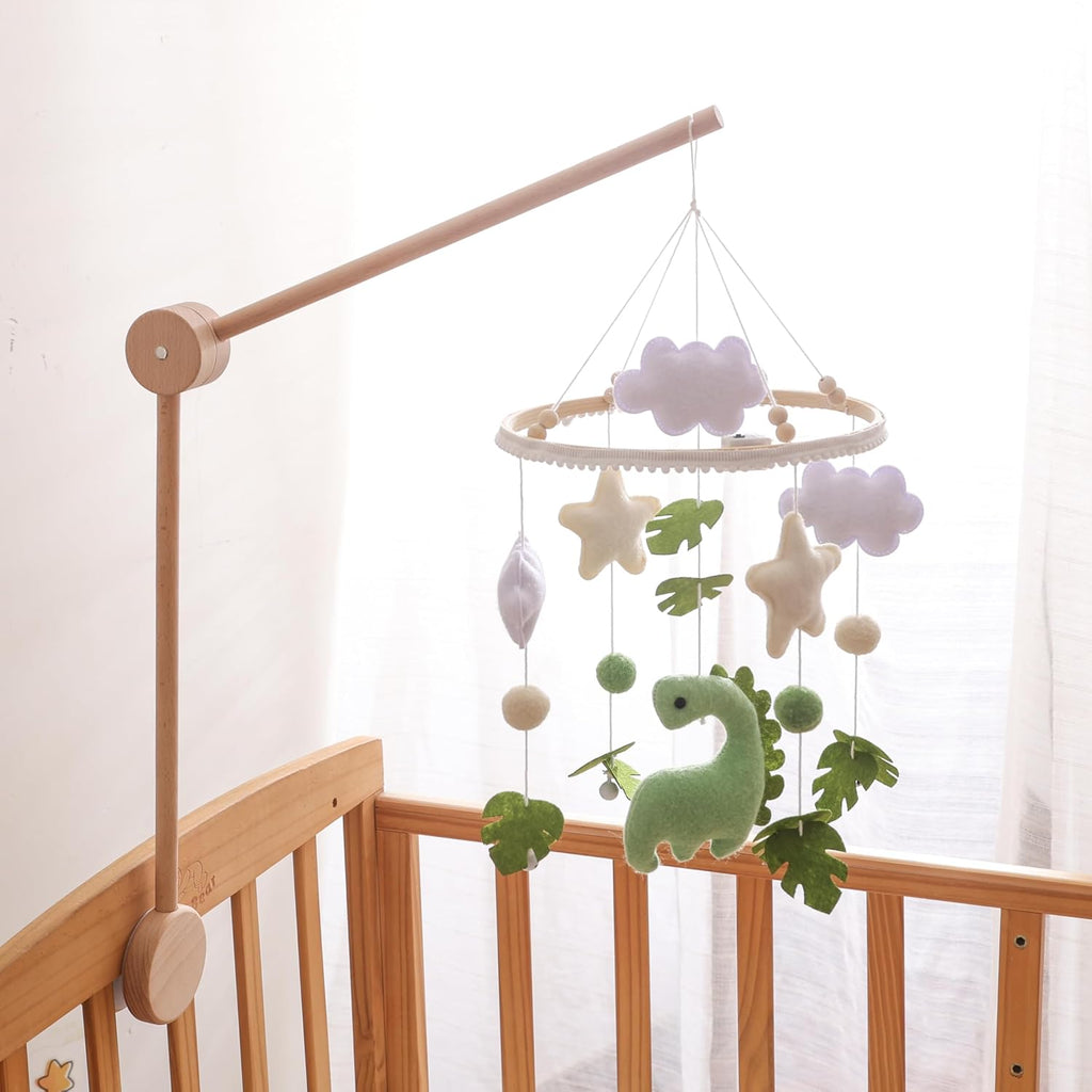 Crib Mobile Arm Wooden Holder - Baby Mobile Hanger with 360° Vertical Adjustment, Stabilizing Attachment for Added