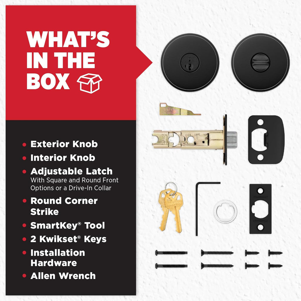 Pismo Entry Door Knob with Lock and Key, Secure Keyed Handle Exterior, Front Entrance and Bedroom, Matte Black
