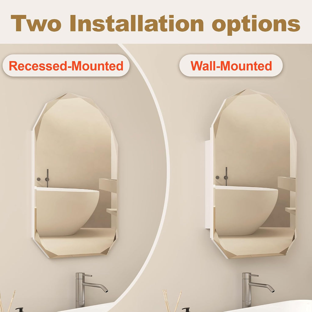 Luxury Diamond Frameless Medicine Cabinets , 30x21 Inch | Modern Bathroom Medicine Cabinet, Recessed medicine cabinet