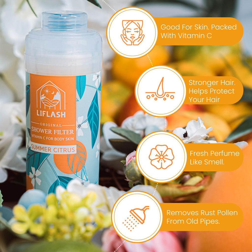 Vitamin C Shower Filter for Hard Water, Aromatherapy Softener Purifier, Help with Softer Skin and Hair Enhancement