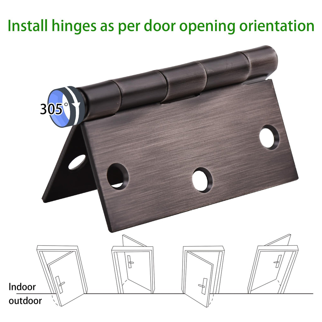 24 Pack Door Hinges, 3.5 x 3.5 Inch Oil Rubbed Bronze Hinges for Wood Square Corners Interior Door Hinge for Standard