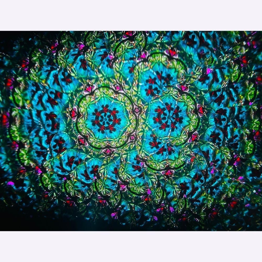 Handmade Tribal Brass Kaleidoscope with Etched Design, Dual Resin Bead Wheels, Three-Mirror System, Lacquer Finish