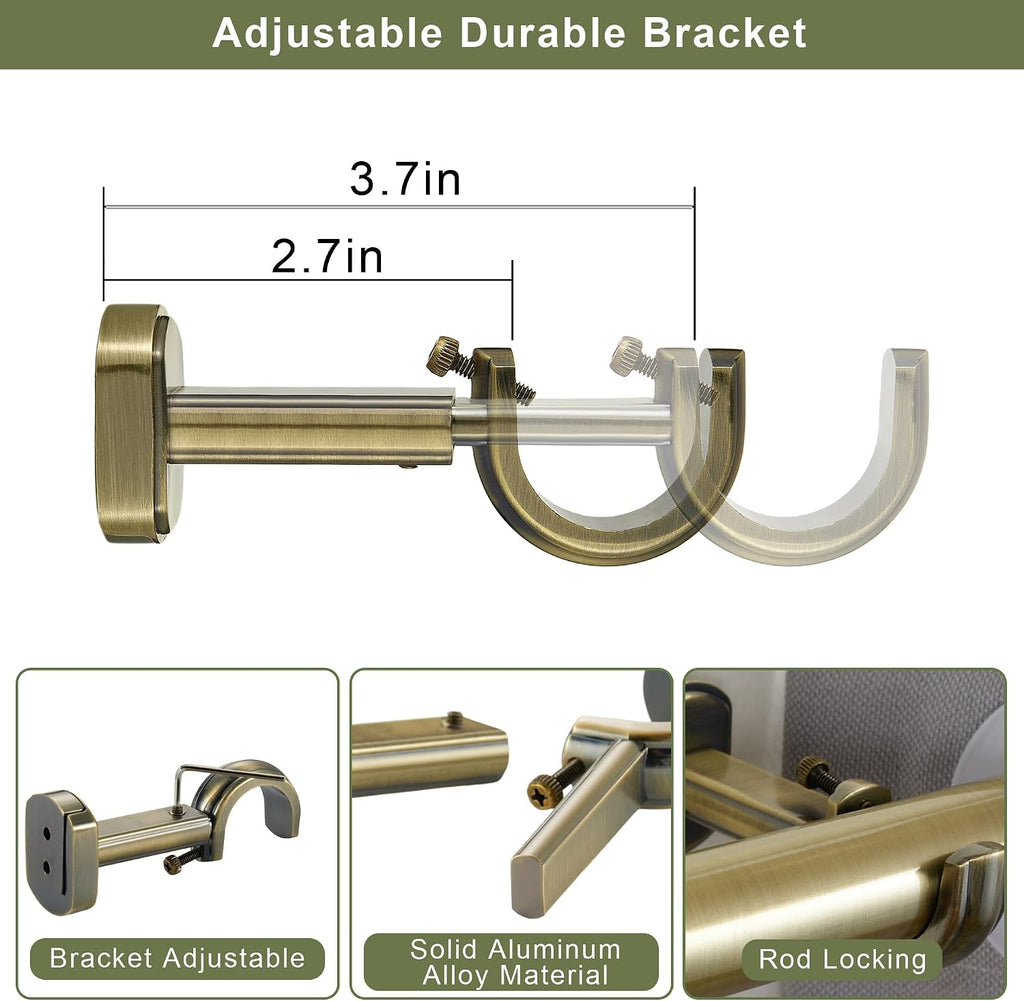 1 1/8 Inch Diameter Curtain Rods 36 to 72 Inches(3-6ft), Telescoping Heavy Duty Large Drapery Rod with Adjustable