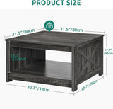 Coffee Tables Farmhouse Coffee Table with Storage Rustic Wood Cocktail Table,Square Coffee Table for Living Meeting
