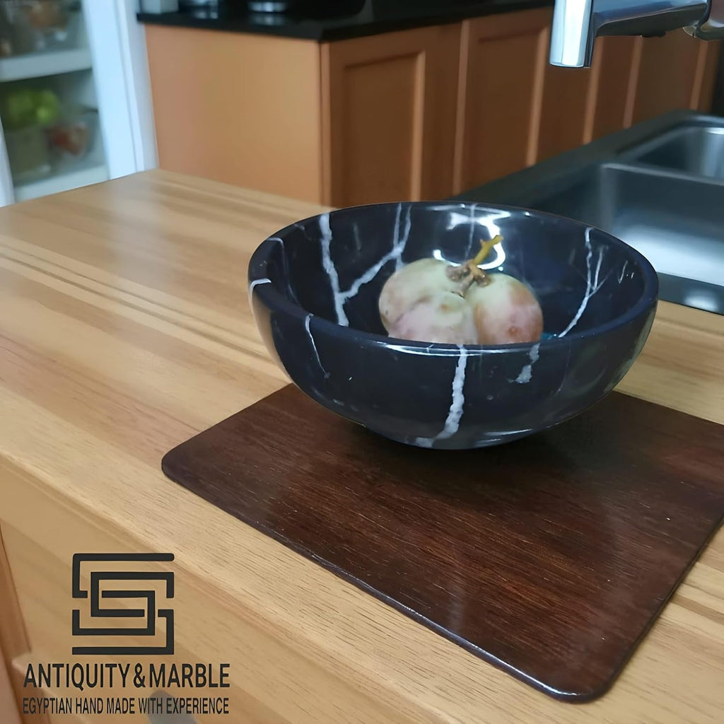 Marble Jewelry Dish 4.5", Trinket Dish for Ring Earring, Rings Holder, Gift for Woman Daugther (BLACK)