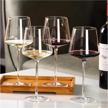 18OZ Red Wine Glasses Set of 4-LeadFree Crystal Wine Glass with Tall Long Stem【Hand Blown Italian Style】 Stemmed