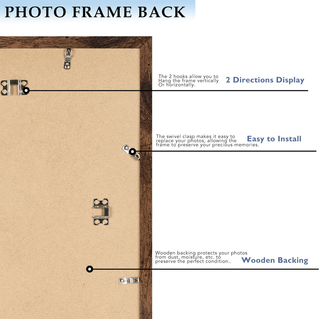 11x14 Picture Frame with 8x10 Mat, Wood 11 by 14 Photo Frame