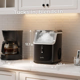 Nugget Ice Maker Countertop: 33lb/Day, Self-Cleaning, Black Stainless Steel, Portable, Soft Chewable Pebble Ice
