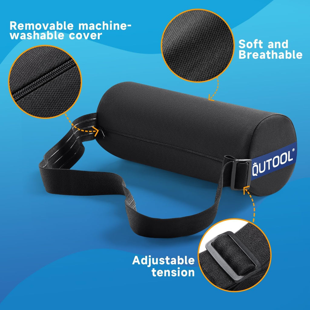 Lumbar Roll, Lumbar Support Pillow Chair with Non-Slip Wider Strap, Back Pain Relief & Posture Improvement, Washable