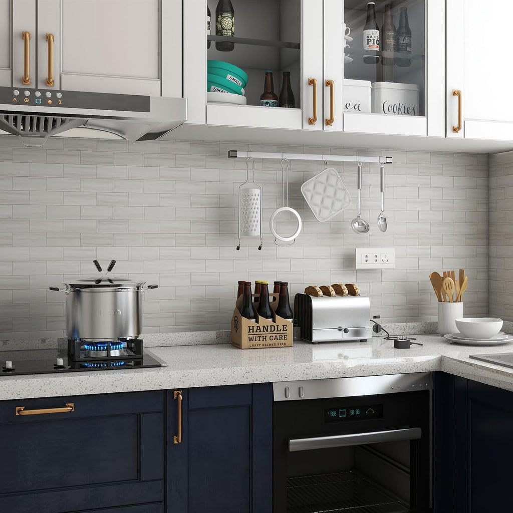 Peel and Stick Backsplash, 20-Sheet Peel and Stick Wall 13.5" x 5.8" PVC Subway Tile Stick on Backsplash Fireplace
