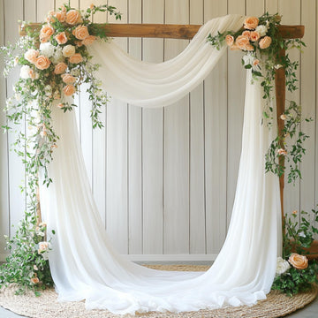 Wedding Arch Draping Fabric, 31.5" x 20FT Wrinkle-Free Sheer Chiffon Drapery for Ceremony Backdrop, Arbor, Pergola