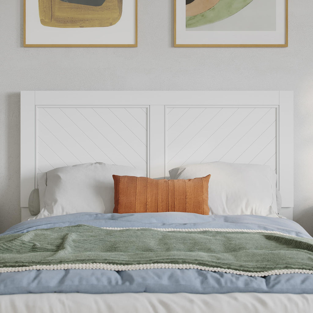Canyon Solid Wood Rustic Farmhouse Headboard, White