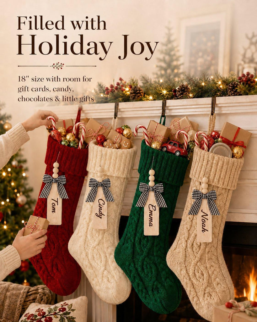 Inch Christmas Stockings, 10 Pack Red White Green Khaki Navy - Set of 10