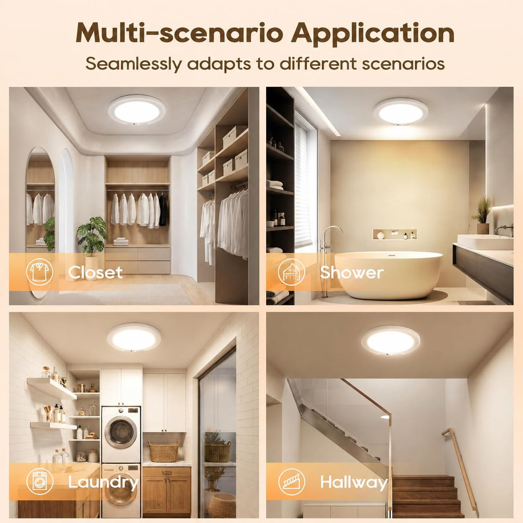 Rechargeable Motion Sensor Ceiling Light, 6 Color Battery Operated Ceiling Lights with Remote, Magnetic Wireless