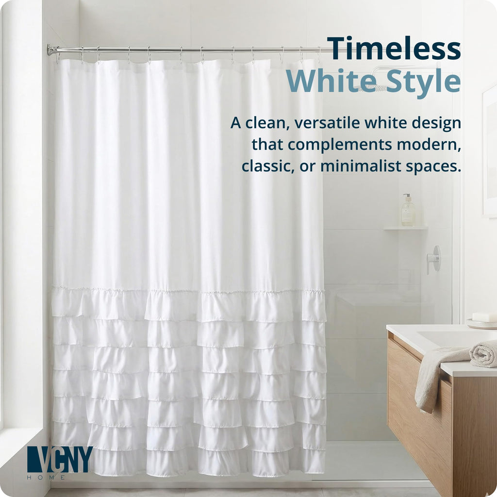 Melanie Ruffled Tier, White, 72 x 72 in