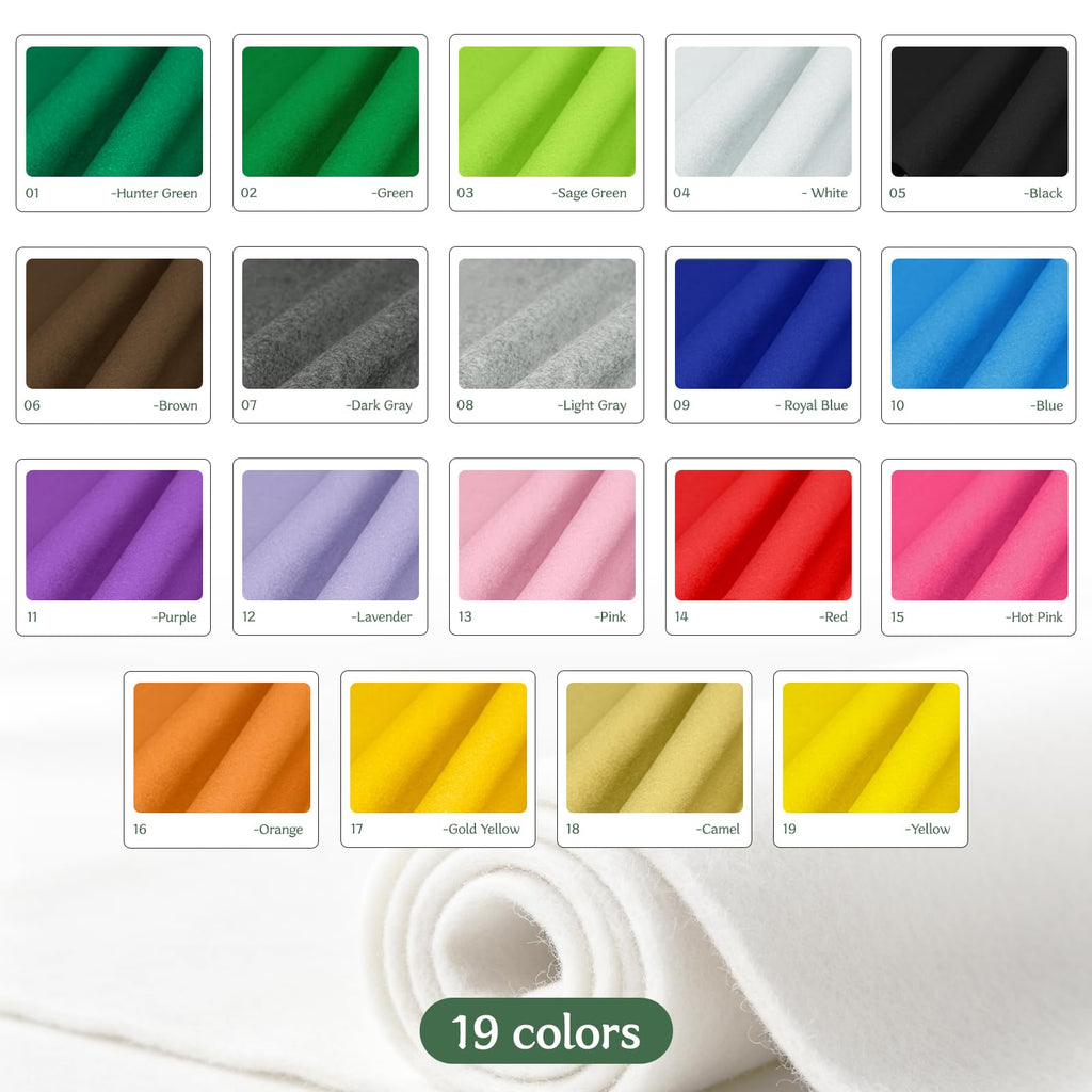 36" Wide Soft Felt Fabric by the Yard, 1.6mm Thick Durable & Flexible Craft Felt for Sewing, DIY Arts, Crafts and