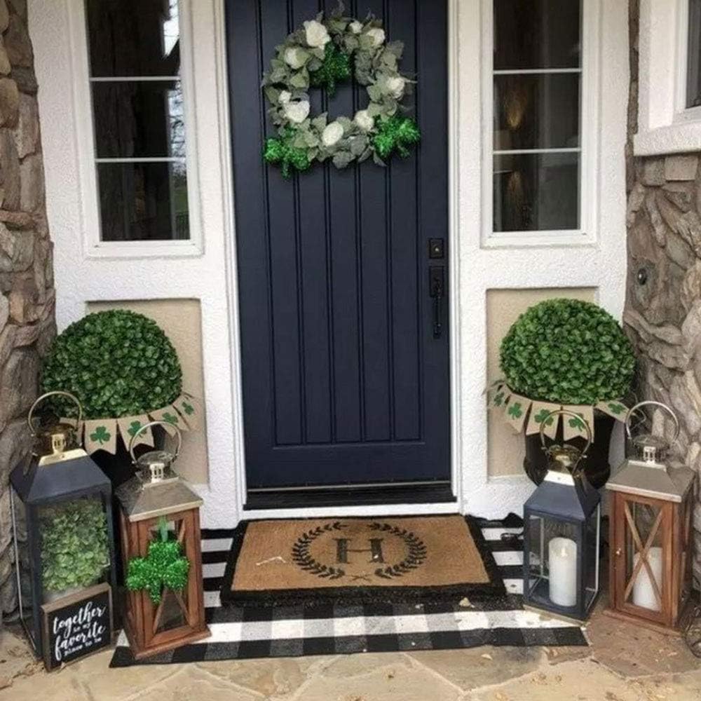 Buffalo Plaid Outdoor Rug Front Door Mat 27.5'' x 43'' Black and White Front Porch Rug Welcome Doormats for Farmhouse