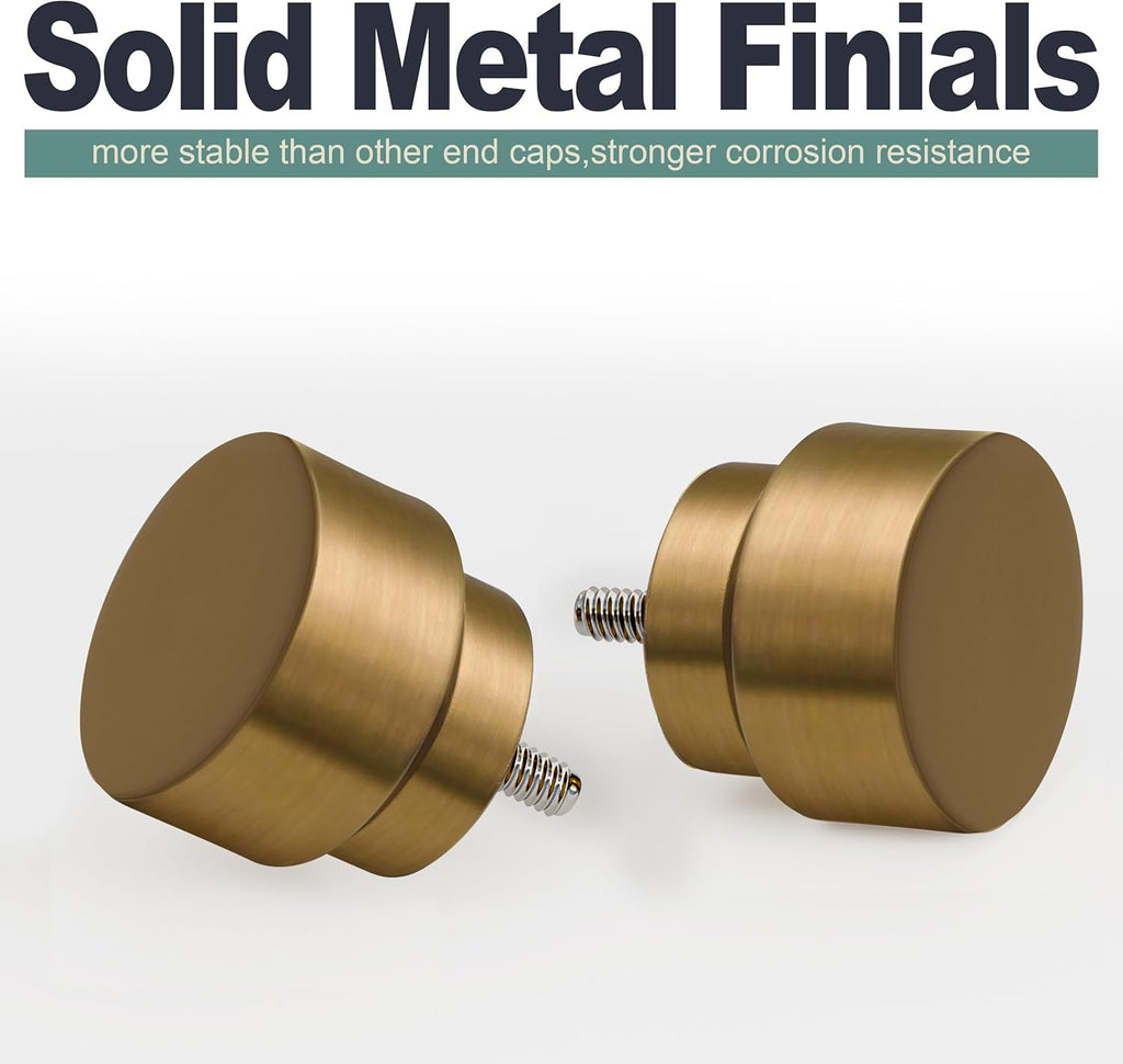 Warm Gold Curtain Rods for Windows 72 to 144 Adjustable Length Heavy Duty 1" Diameter Brass Bronze Long Window