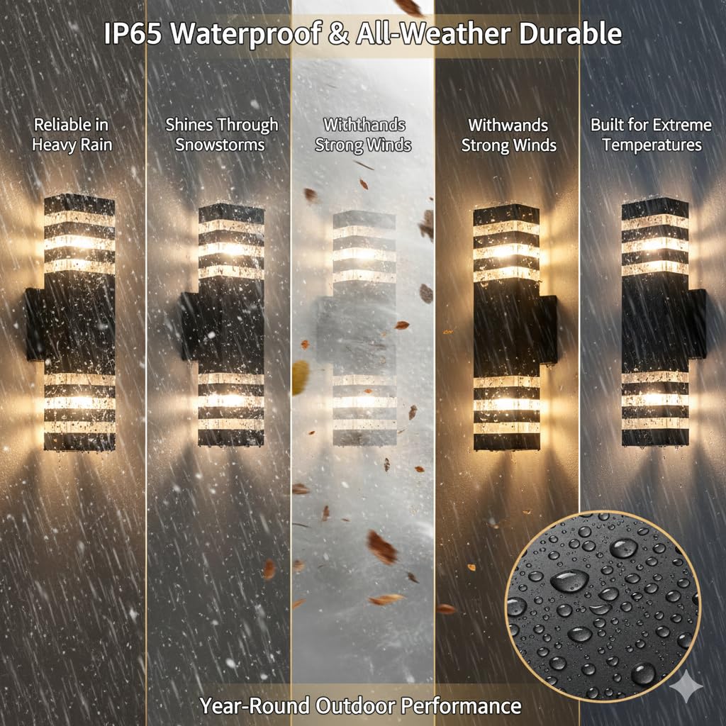 15inch LED Square Up & Down wall Lights, 14W Outdoor Wall Light 4000K Day White Aluminum Body Waterproof IP65 LED