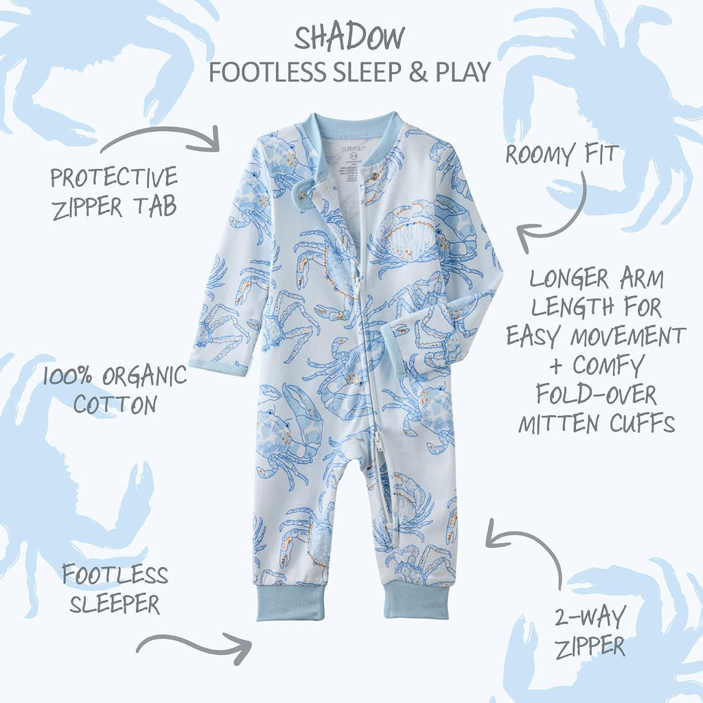 Shadow Sleep & Play 100% Cotton Footless Two Way Zip Front PJs