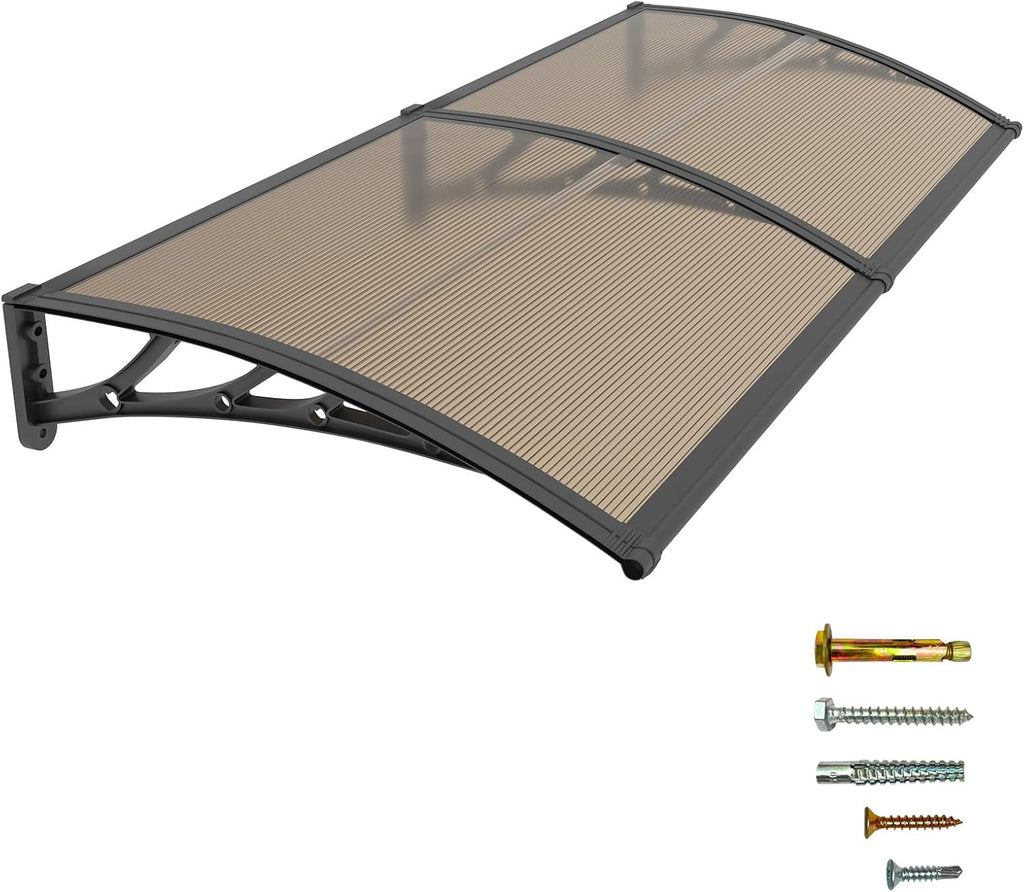 40x60 Window Door Awning Exterior,Polycarbonate Outdoor Overhang Canopy Shelter,UPF 50+ UV Rain Snow Sun